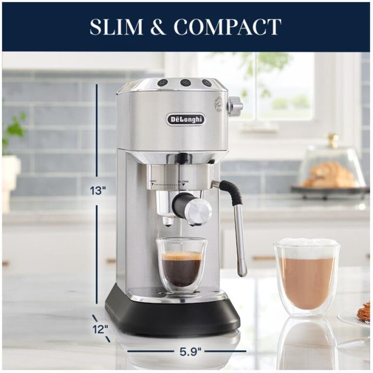 De'Longhi Dedica Arte Espresso Machine with Manual Milk Frother for Espresso, Capuccino, Latte, 35 Ounce Water Tank, Silver, EC885M - Image 2