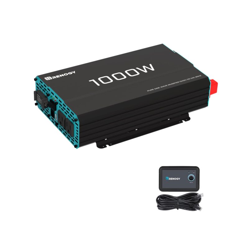 Renogy 1000W Pure Sine Wave Inverter 12V DC to 120V AC Converter for Home, RV, Truck, Off-Grid Solar Power 110V with Built-in 5V/2.1A USB Port, Hardwire Remote Controller