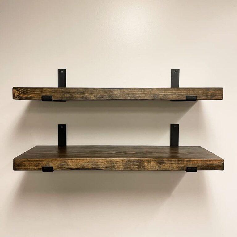 Rustic Shelves with J-Brackets Set of 2, Industrial Shelf, Kitchen Shelves, Solid Wood, Decorative Wall Storage, Heavy Duty, URBANDI (Dark Brown, 24Wx8D) - Image 7