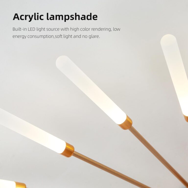 JAYMP Ceiling Light Modern Flower Shape Ceiling Lamp for Living Room Dining Room Flush Mount Metal Acrylic Sputnik Firework Petal LED Lighting Fixture (Matte Gold, 42+1 Lights) - Image 8