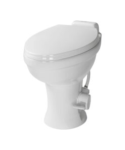 Lippert Flow Max RV Toilet with Elongated Ceramic Bowl, 18" Standard Profile, Full-Size Residential Seat, Easy-Close Lid, Efficient Flush - 2022113192