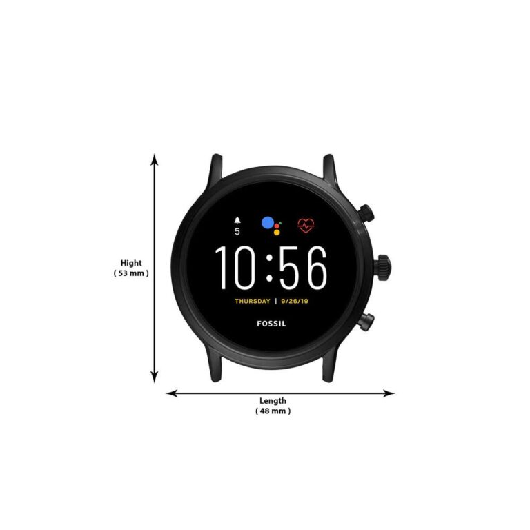 Fossil 44mm Gen 5 Carlyle Stainless Steel and Leather Touchscreen Smart Watch, Color: Black, Brown (Model: FTW4026) - Image 4