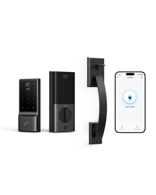 eufy Security Smart Lock C220 with Handleset, Fingerprint Keyless Entry Door Lock, Built-in Wi-Fi, App Remote Control, Front Door Deadbolt, 8 Months Battery, IP53 Waterproof, BHMA Certified