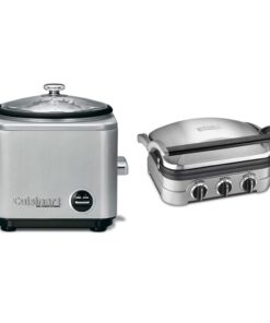 Cuisinart 8-Cup Rice Cooker, Silver and Panini Press by , Stainless Steel Griddler, Sandwich Maker & More, 5-IN-1, GR-4NP1
