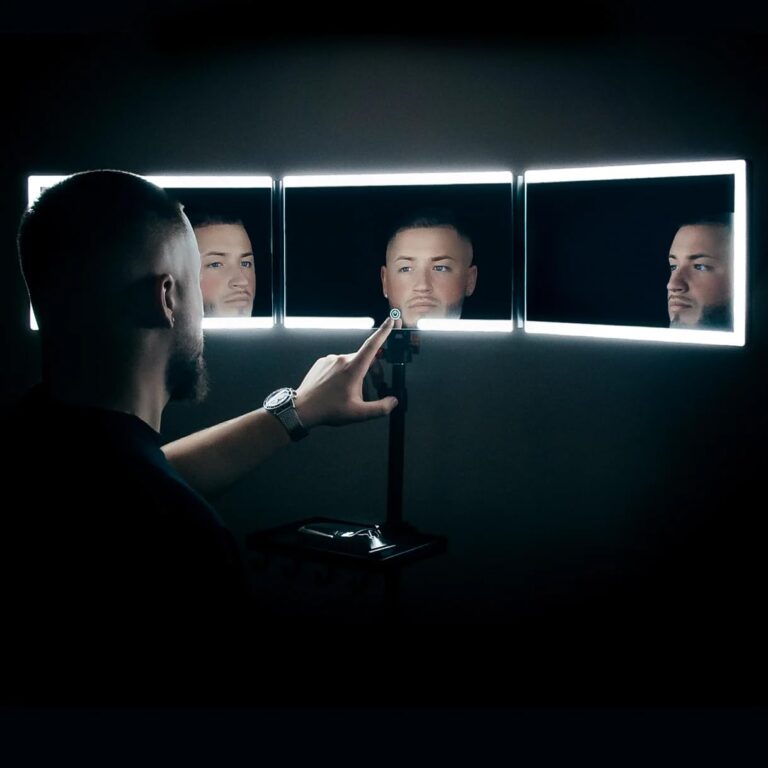 Self-Cut System Angel Lights Tripod 3-Way Mirror – Height Adjustable Trifold Barber Mirror to Cut Your Own Hair – Includes Attachable Clipper & Trimmer Tray - Image 7