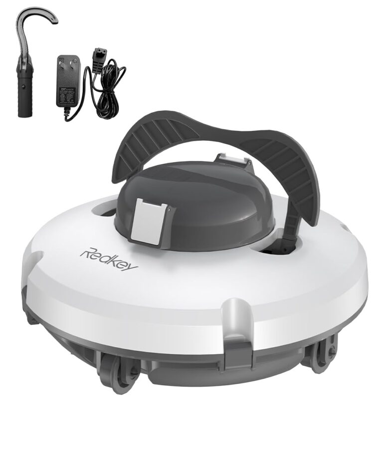 Redkey S100 Cordless Robot Pool Cleaner, Last 130Min, 18° Slope Angle, Automatic Pool Vacuum for Above Ground/Inground Pools, Self-Parking Pool Cleaner with Filter Basket, Pool Robot Up to 1100 sq.ft