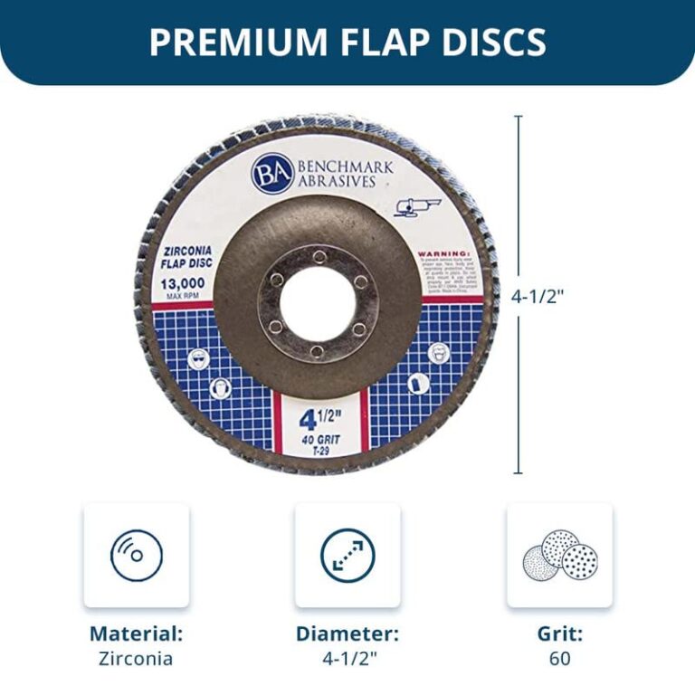 Benchmark Abrasives 4.5" x 7/8" Premium Zirconia T29 Curved Flap Discs 4 1/2 for Angle Grinder, Sanding Discs, Finishing, Rust, Stock Removal- Grinding Wheels 4 1/2 Inch (100 Pack) - 60 Grit - Image 3