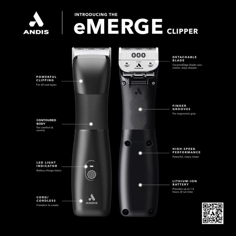 Andis Emerge Corded/Cordless Professional Rechargeable Detachable Blade Hair Clipper, Lithium-Ion Powerful Battery, High Power Motor, Contoured Grip, 561340, Black - Image 2