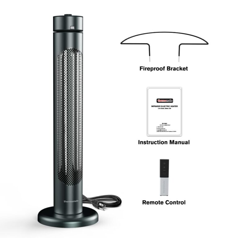 thermomate Electric Patio Heater, 1500W IP65 Outdoor/Indoor Infrared Heater with Remote, 8 Heating Levels 8-Hour Timer & Oscillation, Tip-over Protection for Garage Backyard Restaurant - Image 2