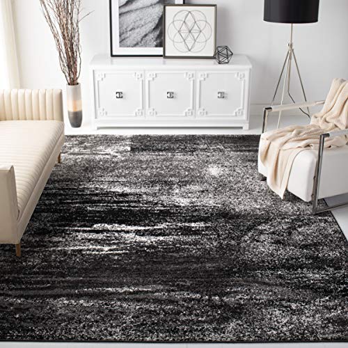 SAFAVIEH Adirondack Collection Area Rug - 9' x 12', Silver & Black, Modern Abstract Design, Non-Shedding & Easy Care, Ideal for High Traffic Areas in Living Room, Bedroom (ADR112A)