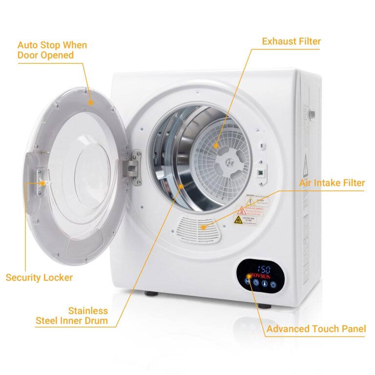 Bonnlo Portable Clothes Dryer, Front Load Electric Dryers Machine, Compact Laundry Dryers with Stainless Steel Tub, for Home, Apartment, Dorm, White (LCD Touch Control) - Image 4
