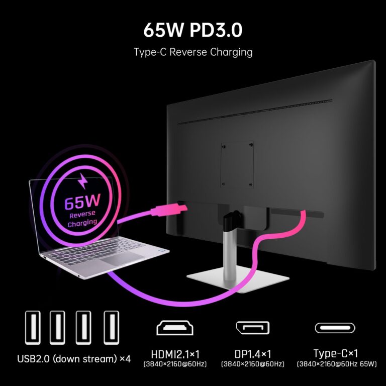 KTC 32 Inch 4K Smart Monitor with Google TV System 3840 * 2160P Netflix Licensed Type C 65W PD Speakers 5W*2 Dolby Audio Hey Google Voice Remote HDR WiFi Bluetooth VESA Tiltable 32 in Smart TV - Image 3