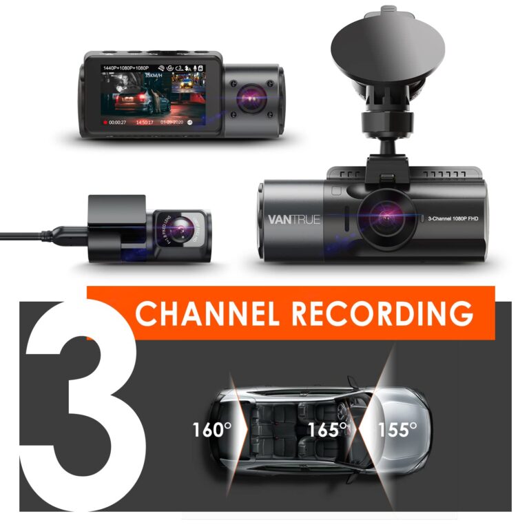 VANTRUE N4 3 Channel Dash Cam, 4K+1080P Dual Channel, 1440P+1080P+1080P Front Inside Rear Three Way Triple Car Dash Camera, IR Night Vision, Capacitor, 24 Hours Parking Mode, Support 256GB Max - Image 6