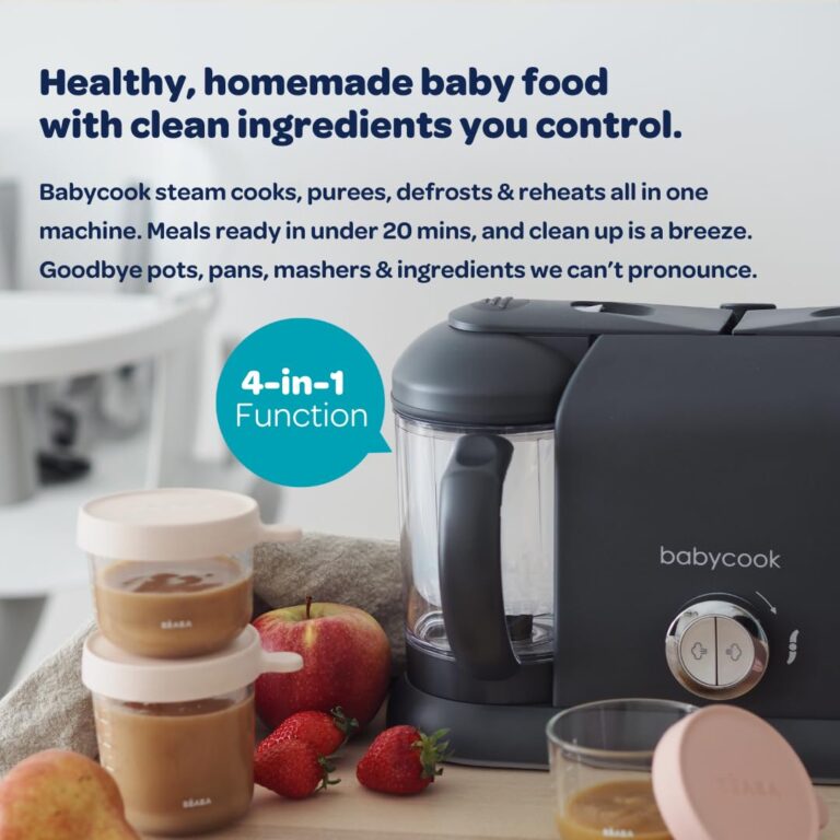 BEABA Babycook Duo 4 in 1 Baby Food Maker, Puree Steamer and Blender for Purees, Grinder with Auto Steam Cooking, Lrg 9.1 Cup Capacity, Makes 54 Servings in 20 Mins, Charcoal - Image 3
