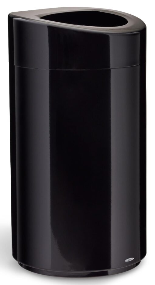 Safco Open Top Trash Can, 14 Gallon Stainless Steel, Modern Garbage Can for Indoor Use, Black