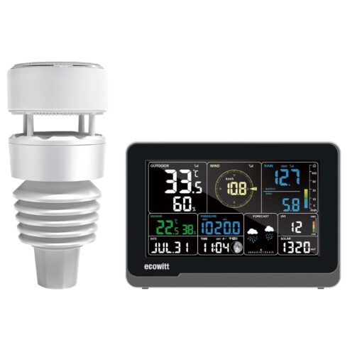 ECOWITT WS3901 Wi-Fi Weather Station Kit, Includes WS3900 7.5'' Colored LCD Display Console and WS90 Outdoor Sensor Array, IoT Function, 915 MHz