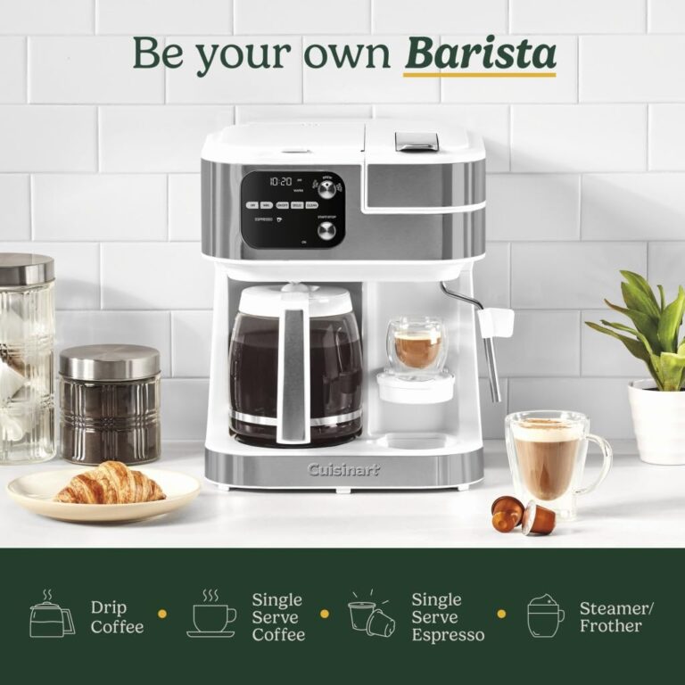 Cuisinart Coffee Maker Barista System, Coffee Center 4-In-1 Coffee Machine, Single-Serve Coffee, Espresso & Nespresso Capsule Compatible, 12-Cup Carafe, White, SS-4N1W - Image 5