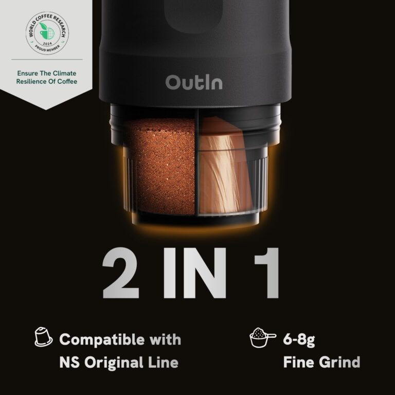 OutIn Nano Portable Electric Espresso Machine, Travel Coffee Maker for Camping, Car Coffee Maker Self-Heating with USB-C, With Ground Coffee & NS Capsule for RV, Hiking, Office - Image 3