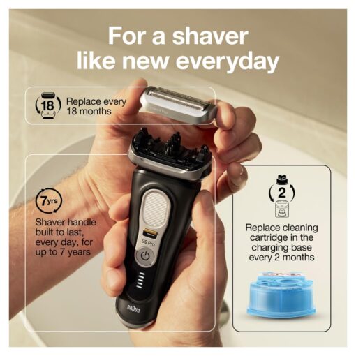 Braun Electric Razor,Waterproof Foil Shaver for Men,Series 9 Pro 9460cc,Wet & Dry Shave,w/ProLift Beard Trimmer for Grooming,5-in-1 Cleaning & Charging SmartCare Center, Head Shavers for Bald Men - Image 2