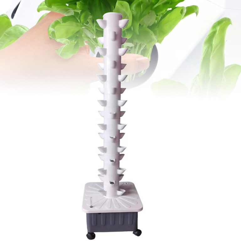Hydroponic Tower Self-Watering Growing System, 45 Holes Indoor Vertical Gardening Grow Kit, Farm Greenhouse Hydroponic Grow System with Water Pump and Movable Water Tank