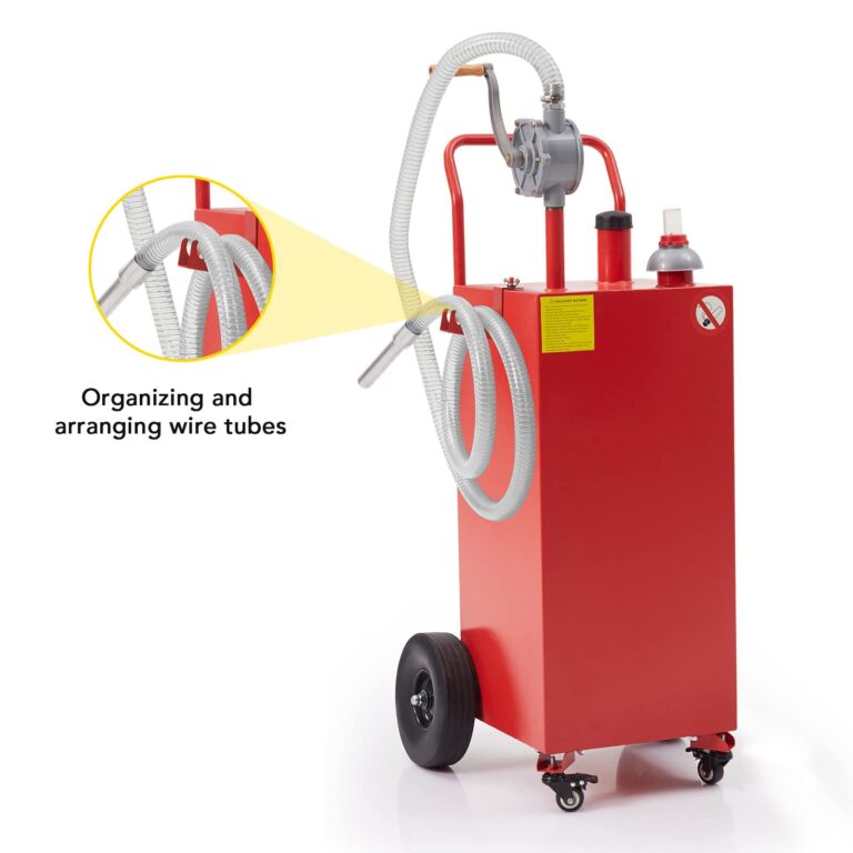 GarveeTech 40 Gallon Fuel Gas Caddy Tank Gasoline Diesel Can Hand Siphon Pump With Rolling Flat-Free Solid Rubber Wheels for Boat, Atv, Car, Motorcycle - Image 3