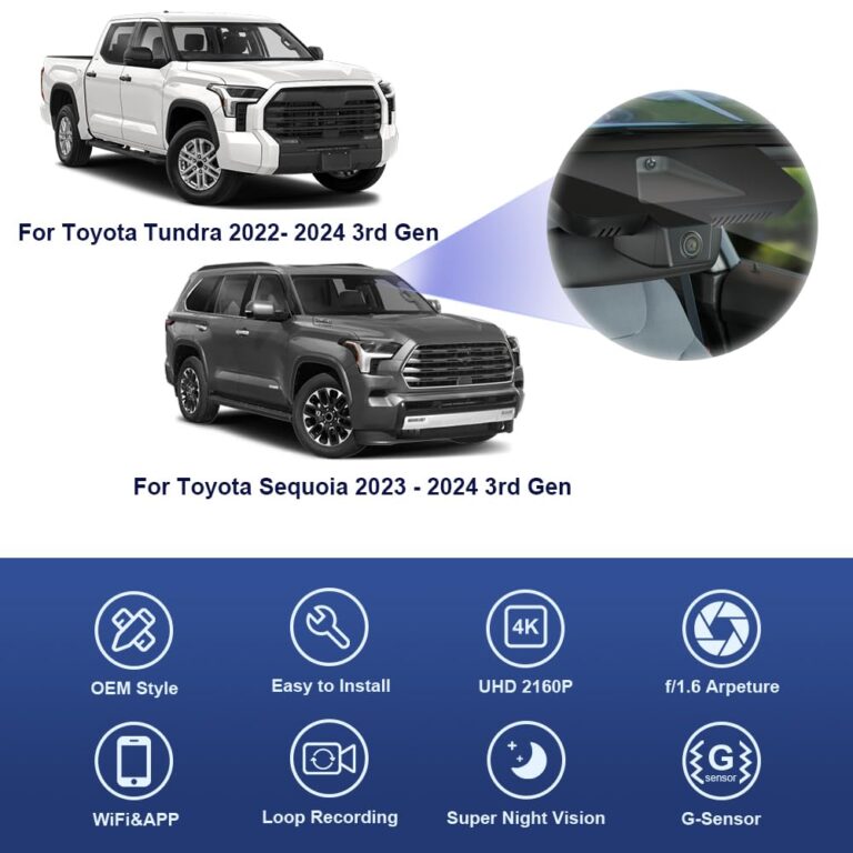 Fitcamx 4K Dash Cam for 2022-2025 Toyota Tundra & Sequoia 2023-2025 Limited SR SR5 TRD Pro Limited Platinum (Gen3), OEM Style, 2160P UHD Video, WiFi & APP, Loop Recording, G-Sensor, Plug & Play, 64GB - Image 5