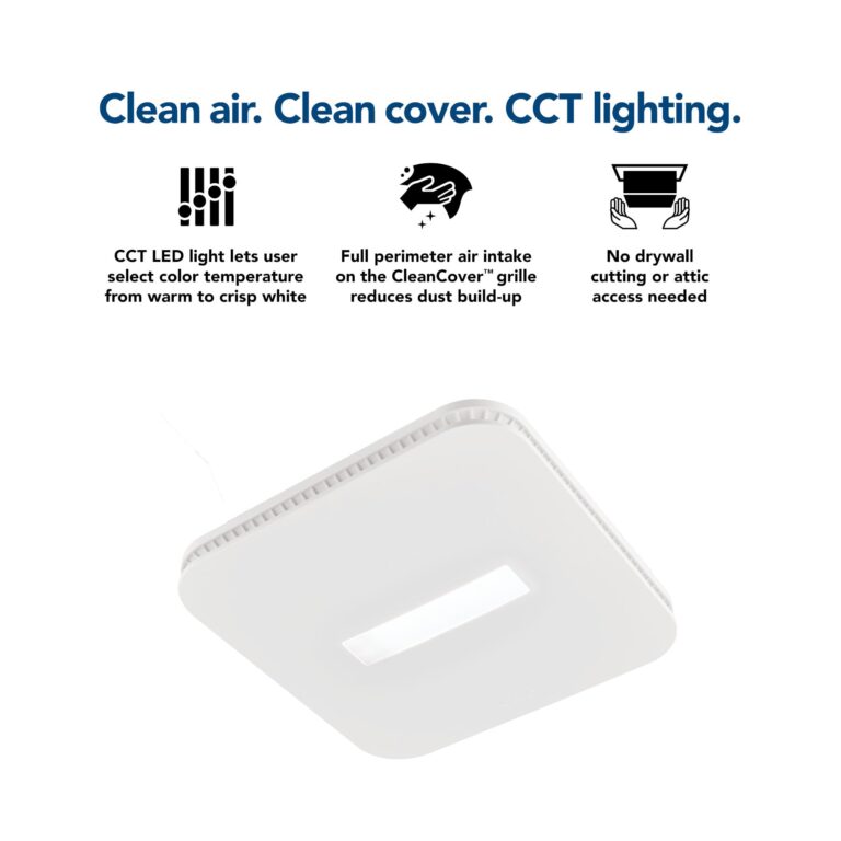 Broan-NuTone, 110 CFM AER110CCTK CleanCover Bath, 1.0 Sone, with Selectable CCT LED Light, ENERGY STARBath Fan, White - Image 3