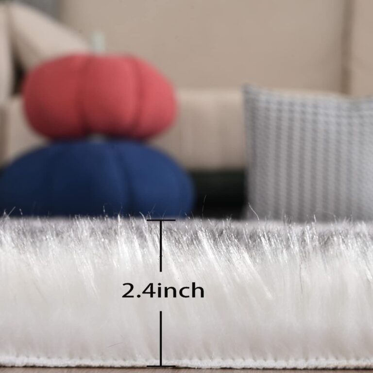 ORINOVA White and Grey Area Rugs 9x12 Living Room Large Washable Faux Fur Rugs for Bedroom Nursery Shaggy Sheepskin Fur Rectangle Rug - Image 3