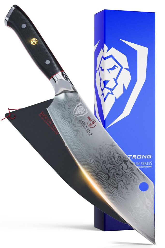 DALSTRONG Hybrid Cleaver & 8" Chef Knife - Shogun Series ELITE - The 'Crixus' - Japanese AUS-10V Super Steel Kitchen Knife - Black Handle - Razor Sharp Knife - Meat Cleaver Heavy Duty - w/Sheath Cover