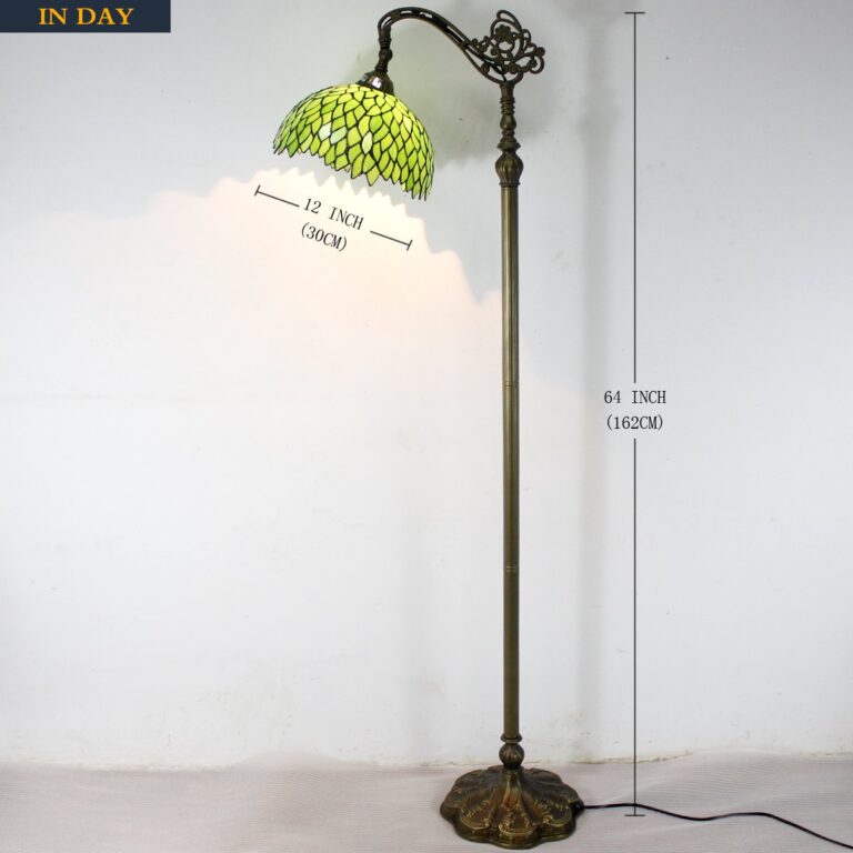 WERFACTORY Tiffany Lamp Floor Green Wisteria Stained Glass Arched Lamp 12X18X64 Inches Gooseneck Adjustable Corner Standing Reading Light Decor Bedroom Living Room S523 Series - Image 7