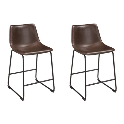 Signature Design by Ashley Centiar 24" Counter Height Modern Bucket Barstool 2 Count, Brown