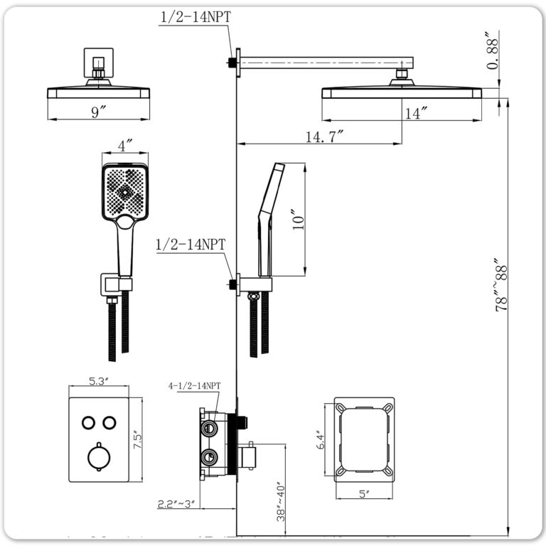 JQBQS Thermostatic Shower Valve/System 12 inches Nickel Brass Faucet Set With Diverter/Mixer With Handheld Rain Head High Pressure Modern Rainfall - Image 2