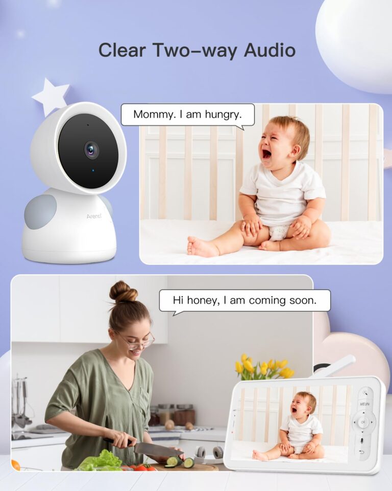 ARENTI Split-Screen Baby Monitor, 5" HD Video Baby Monitor with 4 Cameras and Audio, 720P Color Display,Night Vision, 4X Zoom,Temp& Humidity Sensor(4 Camera) - Image 8