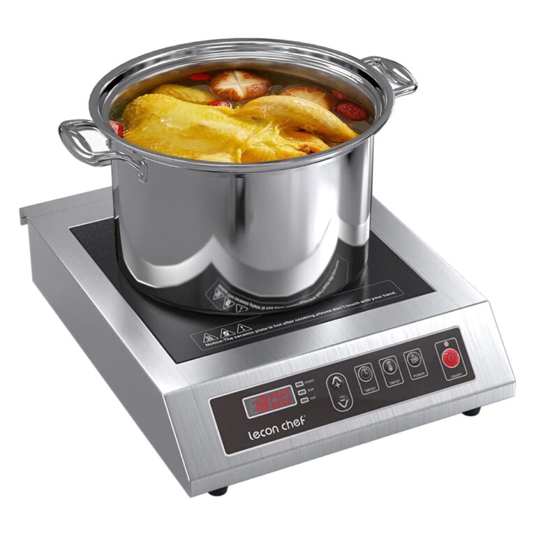 Leconchef Induction Cooktop Induction Cooker Stainless Steel Commercial Grade Countertop Induction Cooker Portable Electric Burner 10 Power&Temperature Settings,24 Hours Timer&Preset for