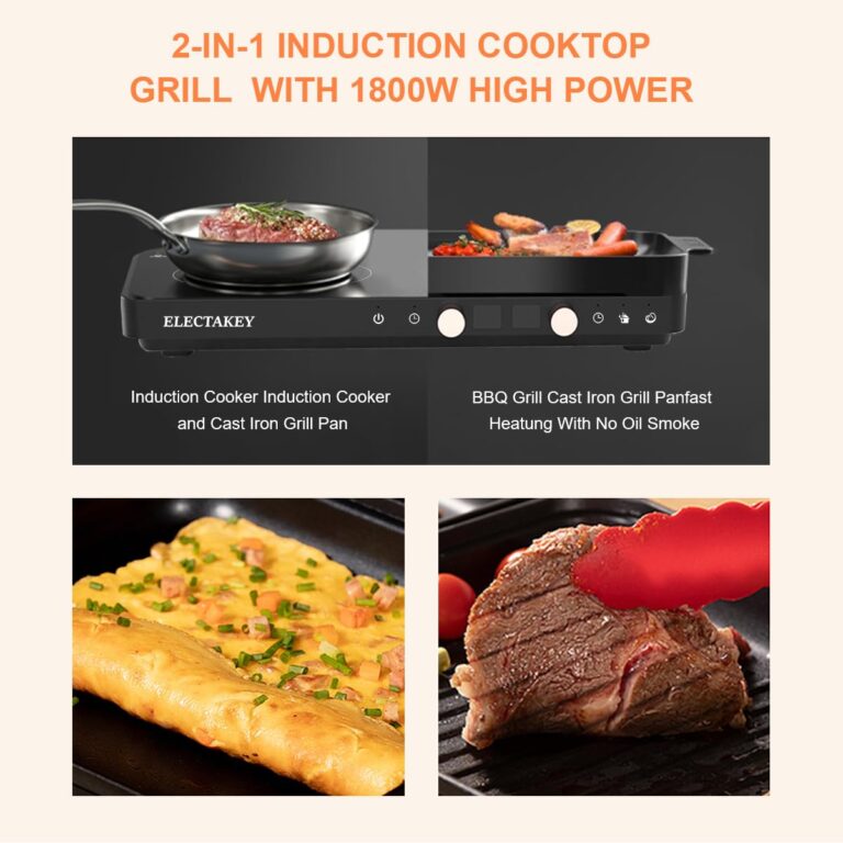 Induction Cooktop 2 Burner with Removable Cast Iron Griddle Pan Non-Stic,Portable Double Induction Cooktop with Timer&Digital Temperature Control,Black - Image 6