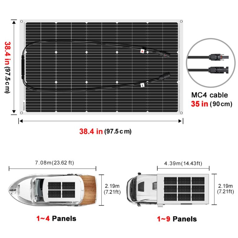 DOKIO Flexible Solar Panel 6x100w(600w) Semi-Flexible Bendable 12V Monocrystalline Off-Grid for RV Boat Cabin Van Car and Caravan RV Boat Camper……… - Image 7