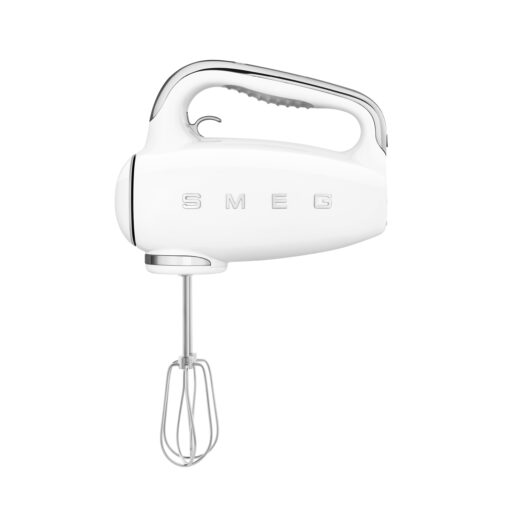 SMEG White 50's Retro Style Electric Hand Mixer with Set of Dough Hooks, Set of Beaters, and Set of Whisks