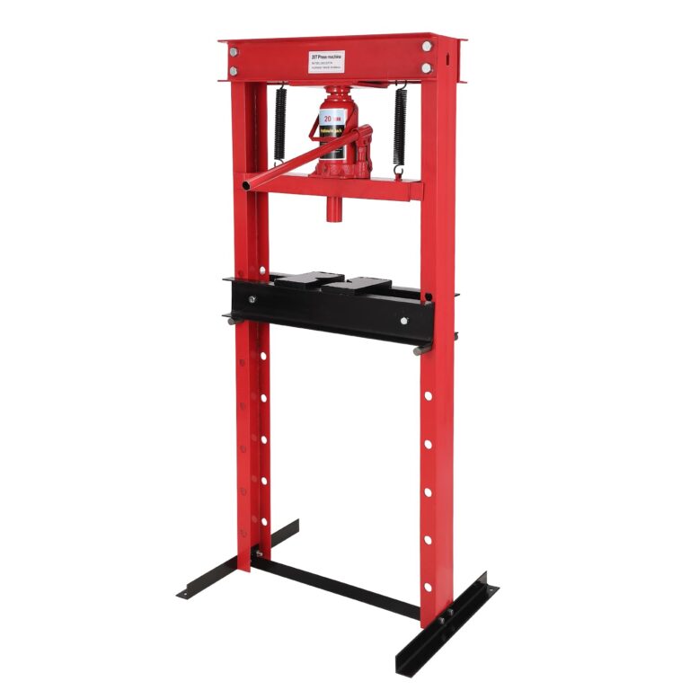 GarveeTech 20 Ton Hydraulic Press, Benchtop Hydraulic Shop Press, H-Frame Garage Floor Press with Press Plates, Adjustable Working Table Height, Red