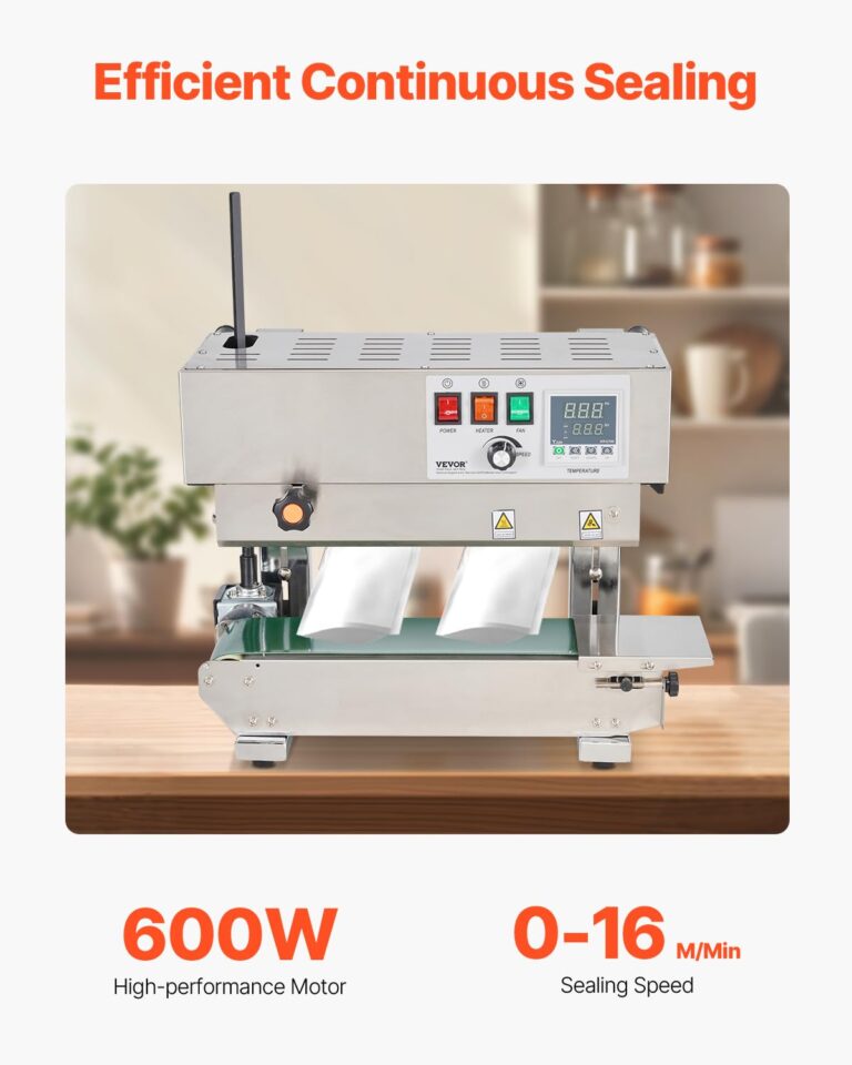 VEVOR Continuous Bag Band Sealing Machine, 0.24-0.47 in/6-12 mm Seal Width, Vertical Band Sealer Machine with Digital Temperature Control, Stainless Steel Bag Sealer for 0.02-0.8 mm Plastic Bags Films - Image 9