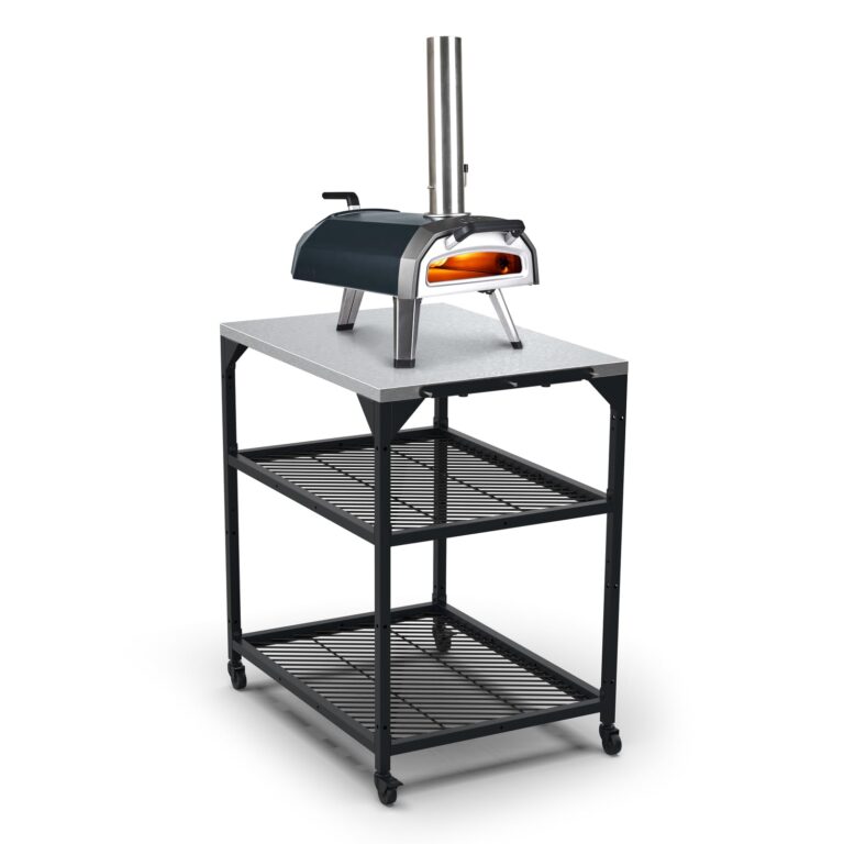 ooni Medium Modular Table - 31x22x35 Inch Pizza Oven Cart, Stainless Steel Pizza Oven Stand, Grill Barbecue Stand, Outdoor Table, Pizza Oven Accessories, Outdoor Pizza Oven Tables, Pizza Station