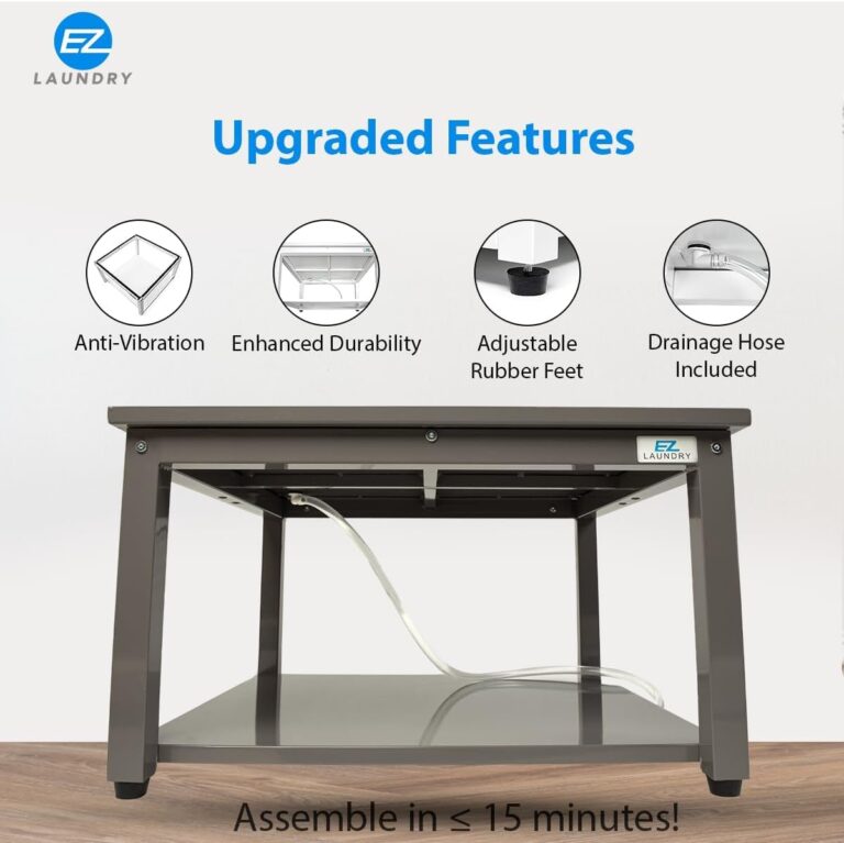 EZ Laundry Laundry Pedestal for Washer and Dryer | 29-Inch Stand with Adjustable Feet | Elevates 16" | includes Drain Pan & Hose | Anti-Vibration Steel | Fits All 29" Wide Washer/Dryer Brands (Grey) - Image 9