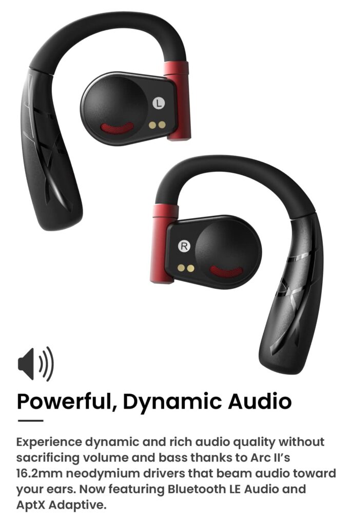 Cleer ARC II Sport Open Ear Headphones, True Wireless Ear Buds with Dual Mic, Sweat Resistant, Multi-Point Connect, 35 Hrs Playtime, Secure Fit, Bluetooth 5.3 Earbuds with Ear Hooks, Preset EQ, Black - Image 2
