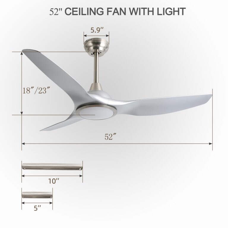 Fanliving 52 Inch Quiet DC Motor Ceiling Fan with Light Remote Control, Indoor 3 Blade Silver Modern Ceiling Fan for Bedroom Living Room Porch - Image 6