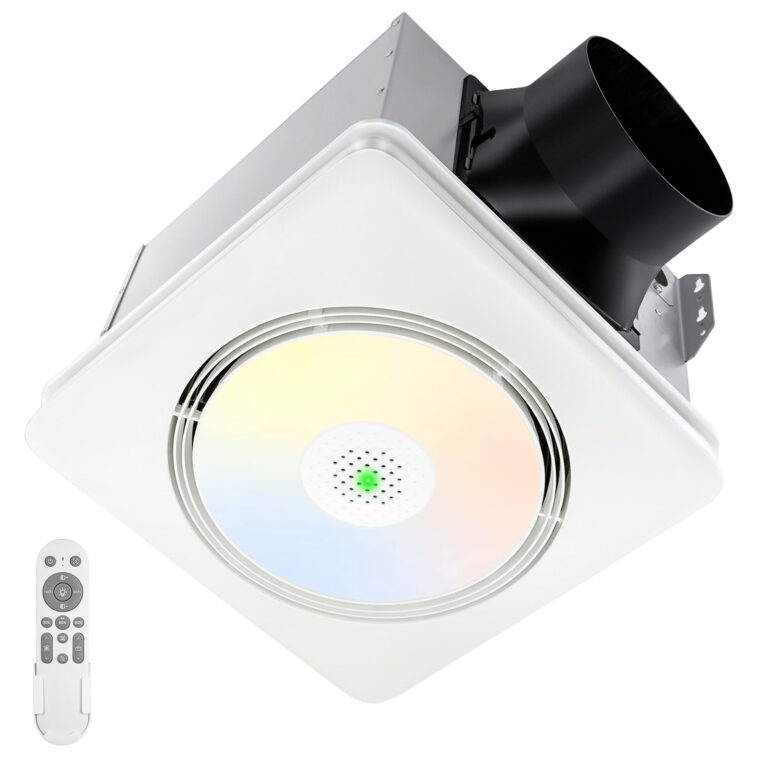 GROWNEER Bathroom Exhaust Fan with Light and Heater, 40W Bathroom Fan with Humidity Sensor, 110/160 CFM 1.0 Sone Exhaust Fan with Light, 1500lm LED Light 2700K/4000K/5000K & Nightlight, Remote