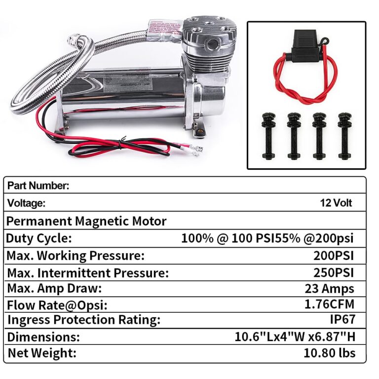 ZHSYMX Heavy Duty 200 PSI Air horn Compressor Dual Value Pack, 3/8 NPT Train Horn/Air Ride Compressor, Fittings for 12V Train/Truck/Car,Air Suspension horn Compressor SILVER - Image 3