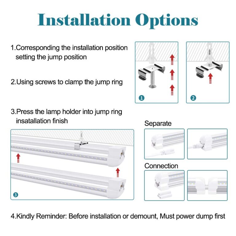 JOMITOP 8 ft Led Shop Light Fixture 120W 14400 Lumens 6500K Cold White T8 V Shaped Integrated Led Tube Light 4 Rows Cooler Door Light, Warehouse Super Bright White Pack of 10 - Image 6