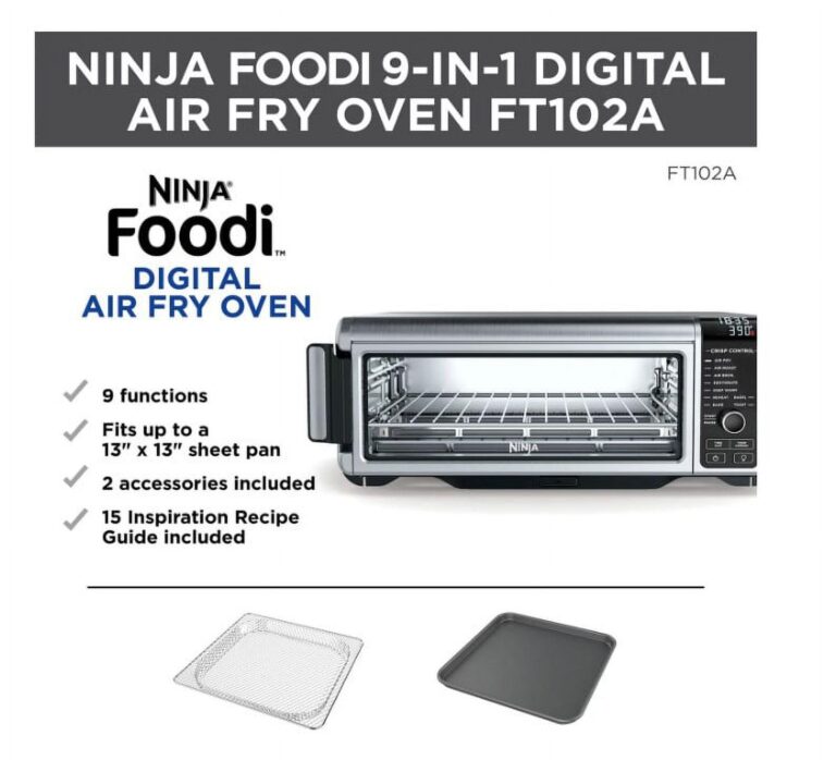 Ninja Foodi 9 in 1 Digital Multi-Functional Cooking, Air Fry Oven, Convection Oven, Toaster, Flip-Away Storage, Air Roast, Bake, Broil, Dehydrate, Reheat, 1800 Watts, Stainless Steel (102A) - Image 4