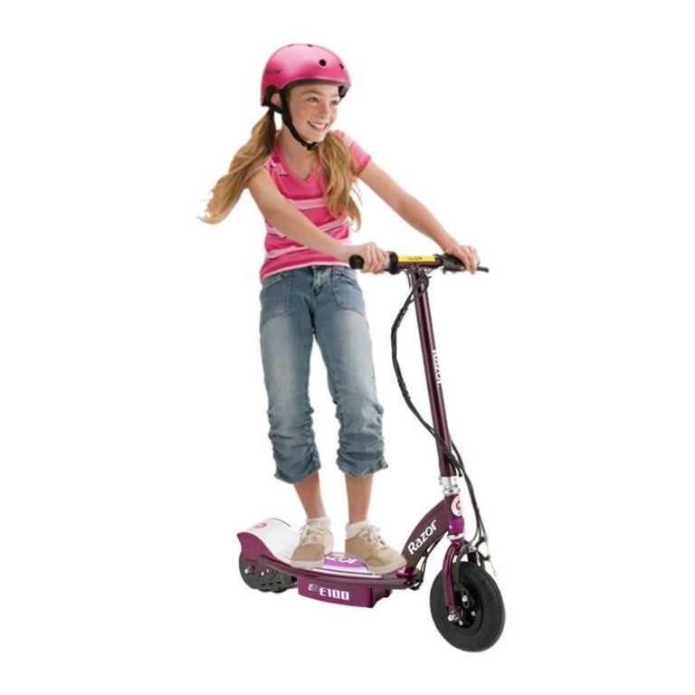 Razor E100 Kids Ride On 24 Volts Motorized Powered Electric Kick Scooter Speeds Up to 10 Miles Per Hour with Brakes and Pneumatic Tires, Purple - Image 7