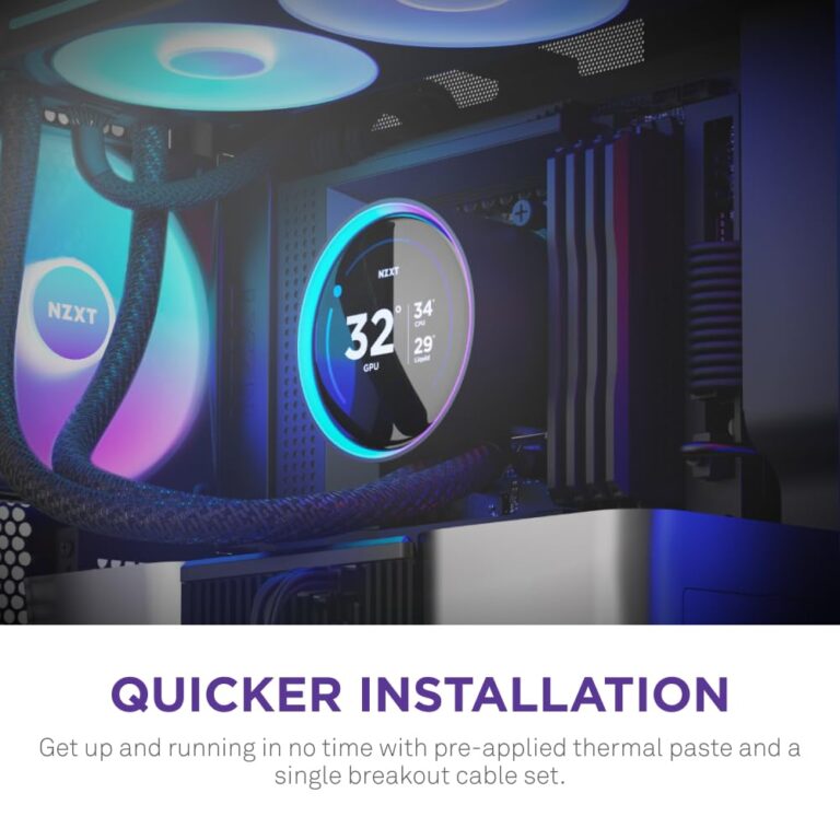 NZXT Kraken Elite 240 RGB 2024 - AIO CPU Liquid Cooler - 240mm Radiator - F240 RGB Core Fan - Customizable 2.72" IPS LCD - NZXT Turbine Pump - AMD® AM5, AM4 - Intel® LGA 1851/1700, 1200/115X - Black - Image 4