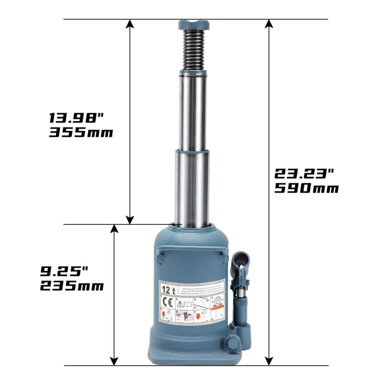 BAOSHISHAN 12 Ton High Lift Bottle Jack 9.25" to 23.23" Lifting Range Heavy Duty Double Ram Hydraulic Truck Jack Welded Jack - Image 5